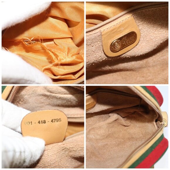 GUCCI Micro GG Supreme Web Sherry Line Bag PVC Beige Gold Auth gh497 - Picture 15 of 16